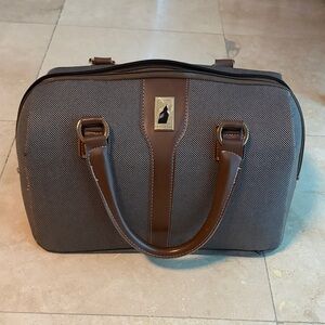 London Fog Brown Travel Duffel with Tan Trim and Gold Hardware